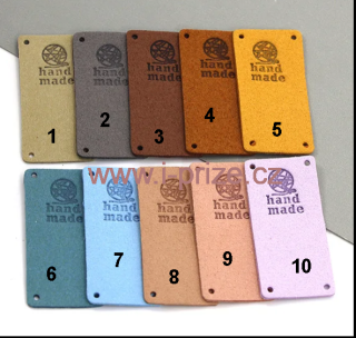 Koženkový štítek Handmade č.10 - imitace semiše